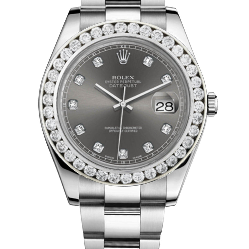 Rolex Datejust Ii Rhodium Dial - Diamond Hour Markers With 5 Carats Of Diamonds