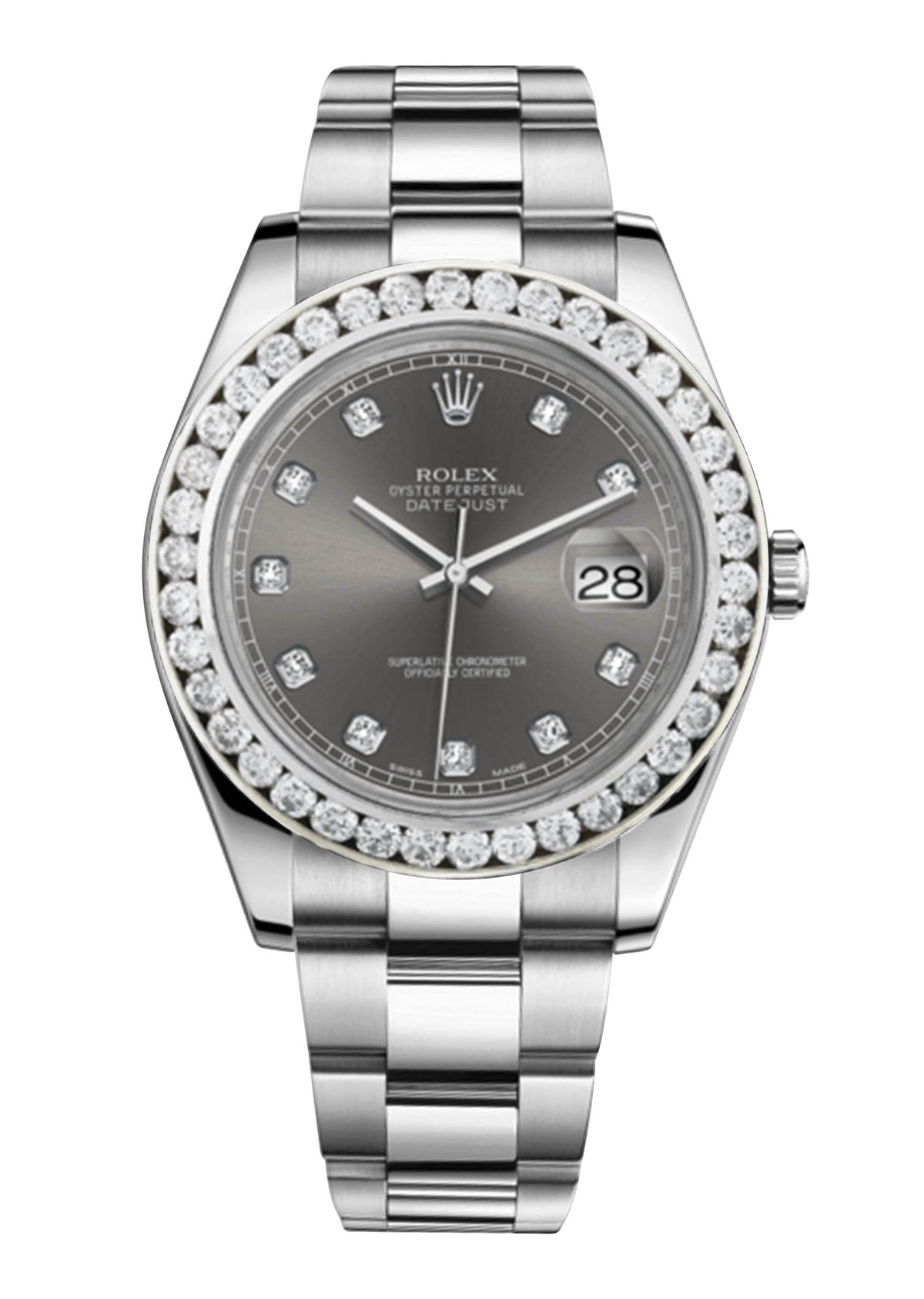 Rolex Datejust Ii Rhodium Dial - Diamond Hour Markers With 5 Carats Of Diamonds