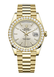 Rolex Day Date 40 Presidential Champagne Diagonal Motif Dial- Index Hour Markers With 4 Carats Of Diamonds