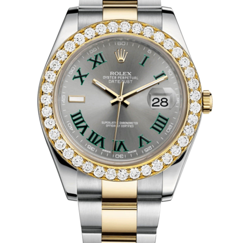 Rolex Datejust Ii Slate Dial - Greem Roman Numerals With 5 Carats Of Diamonds