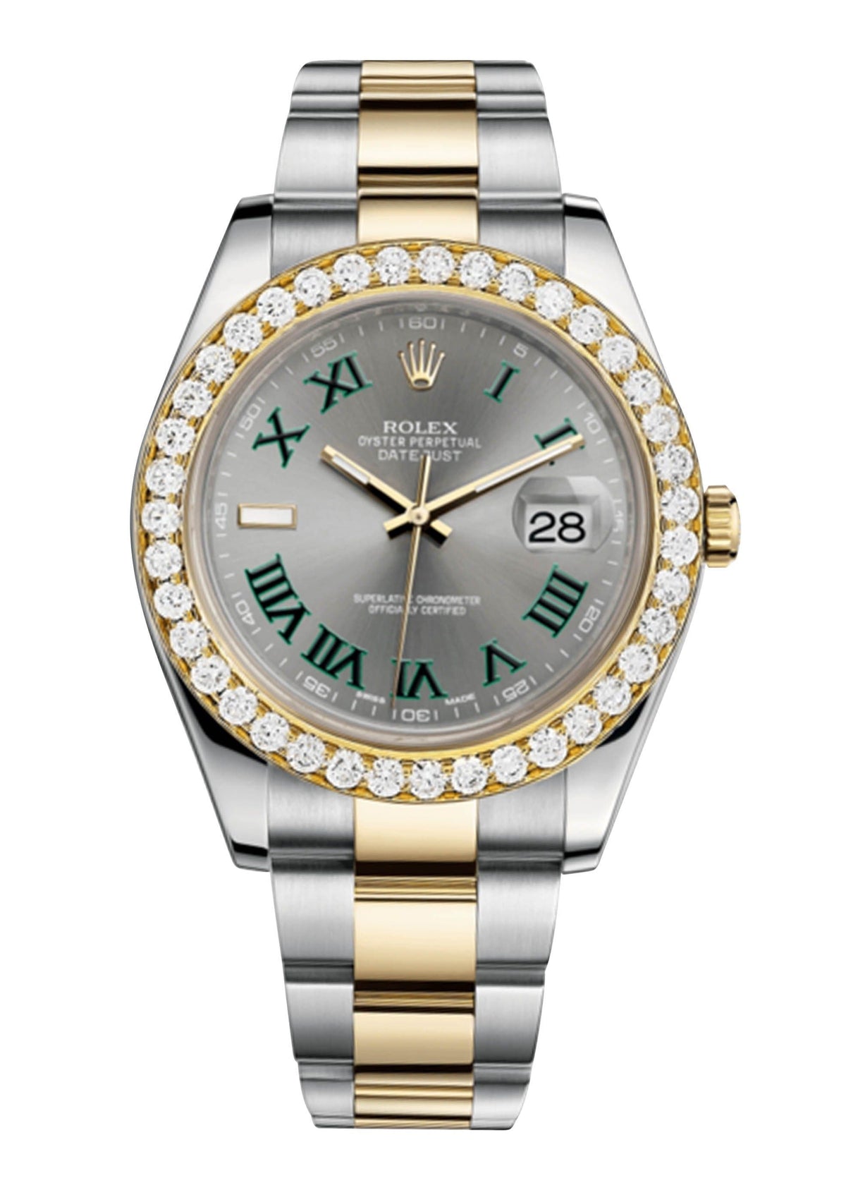 Rolex Datejust Ii Slate Dial - Greem Roman Numerals With 5 Carats Of Diamonds