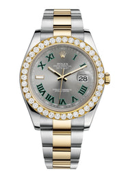 Rolex Datejust Ii Slate Dial - Greem Roman Numerals With 5 Carats Of Diamonds