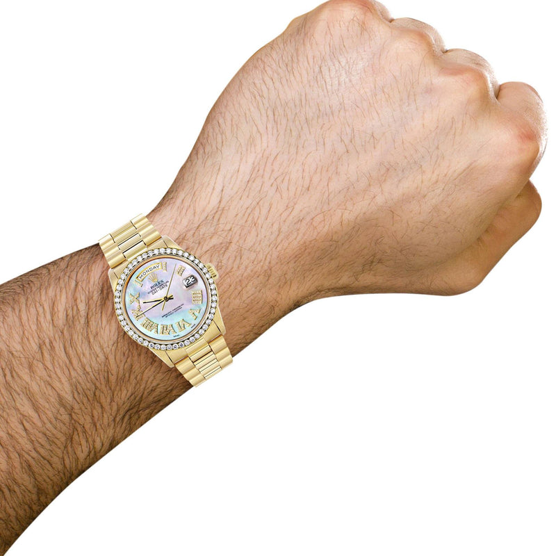 Rolex Day-Date | Presidential | Model 18238 | 18K Yellow Gold | Diamond Bezel | Light Mother of Pearl Diamond Roman