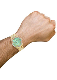 Rolex Day-Date | Presidential | Model 18238 | 18K Yellow Gold | Diamond Bezel | Light Green Diamond Roman
