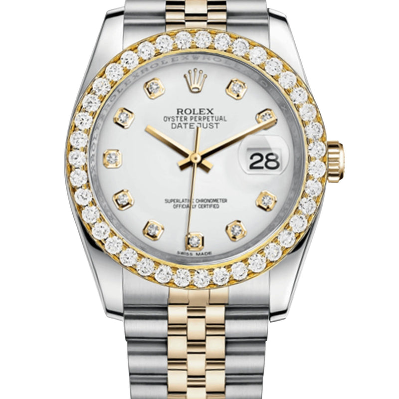 Rolex Datejust White Dial - Diamond Hour Markers With 4 Carats Of Diamonds
