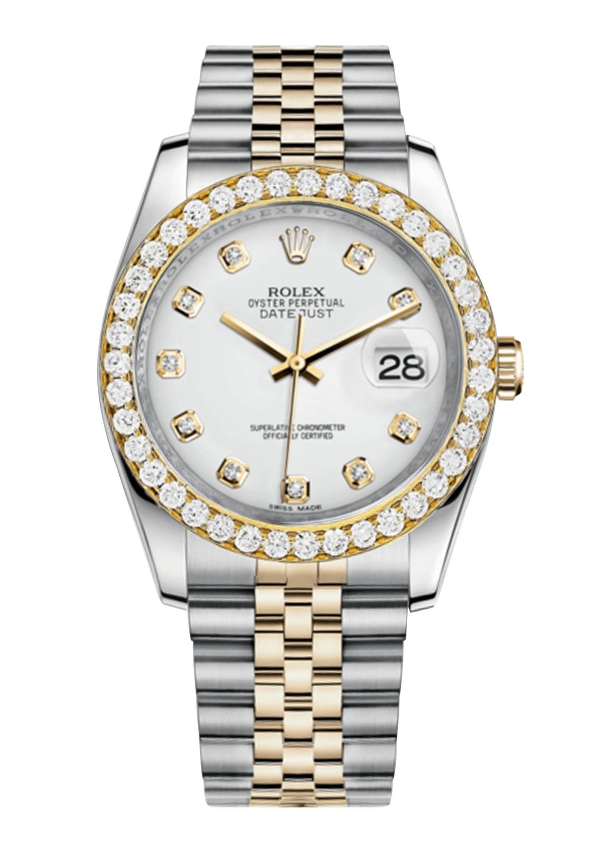Rolex Datejust White Dial - Diamond Hour Markers With 4 Carats Of Diamonds