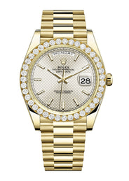 Rolex Day Date 40 Presidential Champagne Diagonal Motif Dial- Index Hour Markers With 4 Carats Of Diamonds