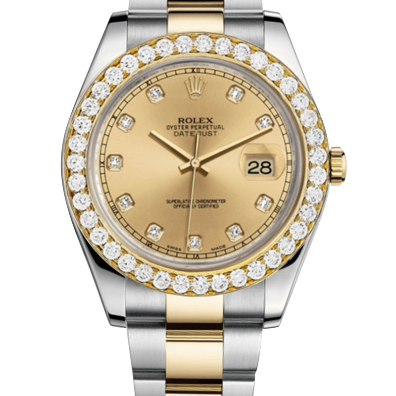 Rolex Datejust Ii Champagne Dial - Diamond Hour Markers With 5 Carats Of Diamonds