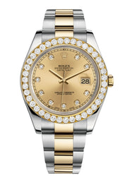 Rolex Datejust Ii Champagne Dial - Diamond Hour Markers With 5 Carats Of Diamonds