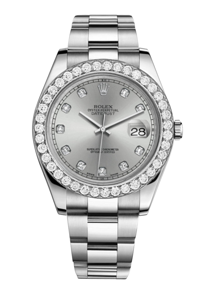 Rolex Datejust Ii Silver Dial - Diamond Hour Makers With 5 Carats Of Diamonds