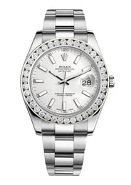 Rolex Datejust Ii White Dial - Index Hour Markers With 5 Carats Of Diamonds