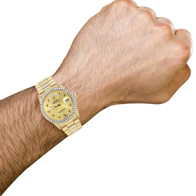 Rolex Day-Date | Presidential | Model 18238 | 18K Yellow Gold | Diamond Bezel | Gold Diamond Dial