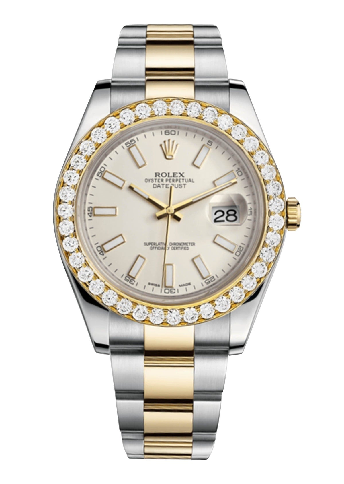 Rolex Datejust Ii Ivory Dial - Index Hour Markers With 5 Carats Of Diamonds