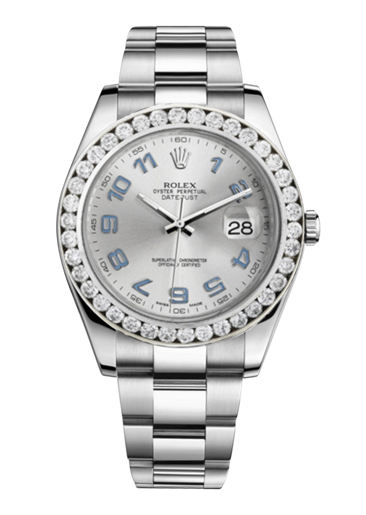 Rolex Datejust Ii Grey Dial - Blue Arabic Numberals With 5 Carats Of Diamonds