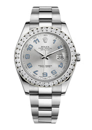 Rolex Datejust Ii Grey Dial - Blue Arabic Numberals With 5 Carats Of Diamonds