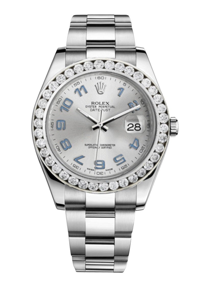 Rolex Datejust Ii Grey Dial - Blue Arabic Numberals With 5 Carats Of Diamonds