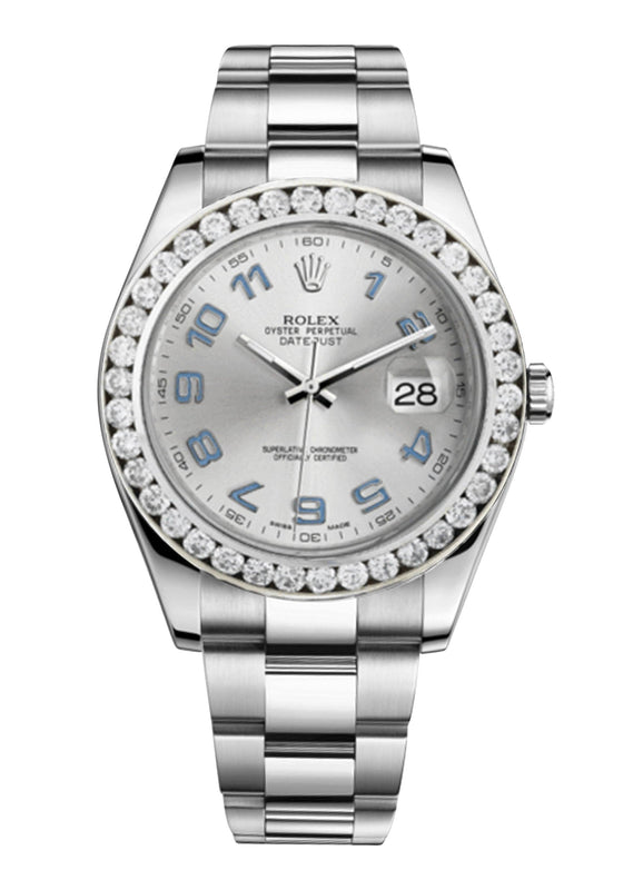 Rolex Datejust Ii Grey Dial - Blue Arabic Numberals With 5 Carats Of Diamonds