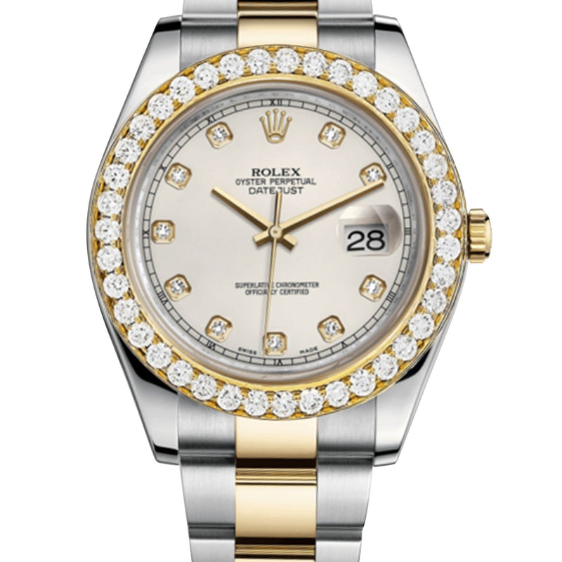 Rolex Datejust Ii Ivory Dial - Diamond Hour Markers With 5 Carats Of Diamonds