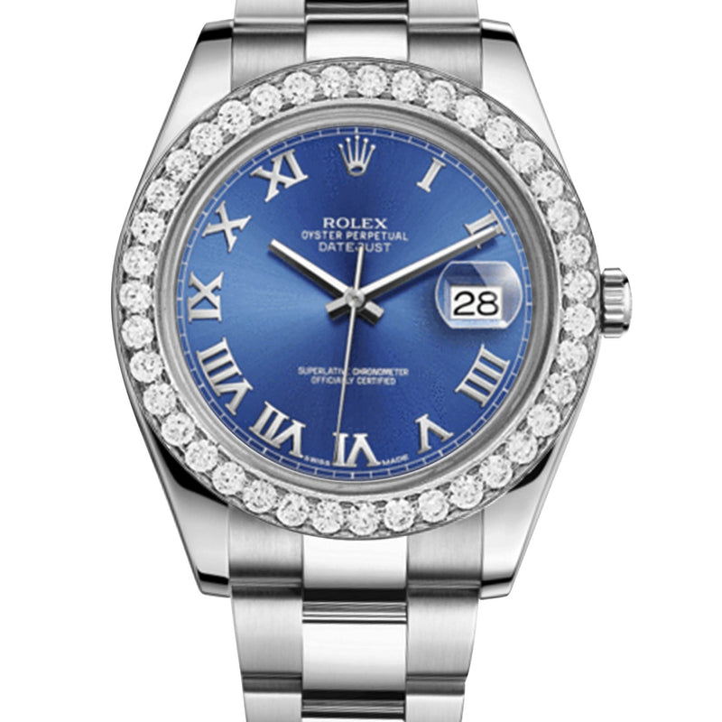 Rolex Datejust Ii Blue Dial - Roman Numerals With 5 Carats Of Diamonds