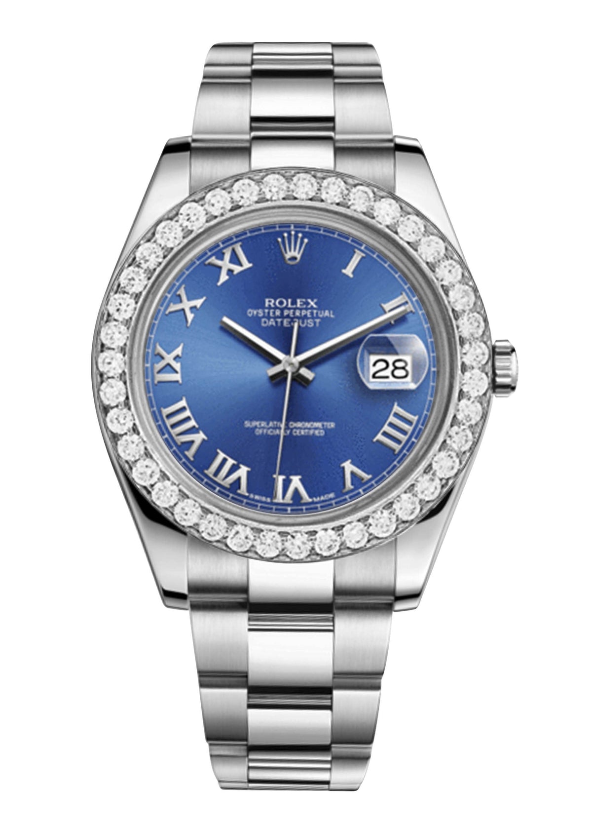 Rolex Datejust Ii Blue Dial - Roman Numerals With 5 Carats Of Diamonds
