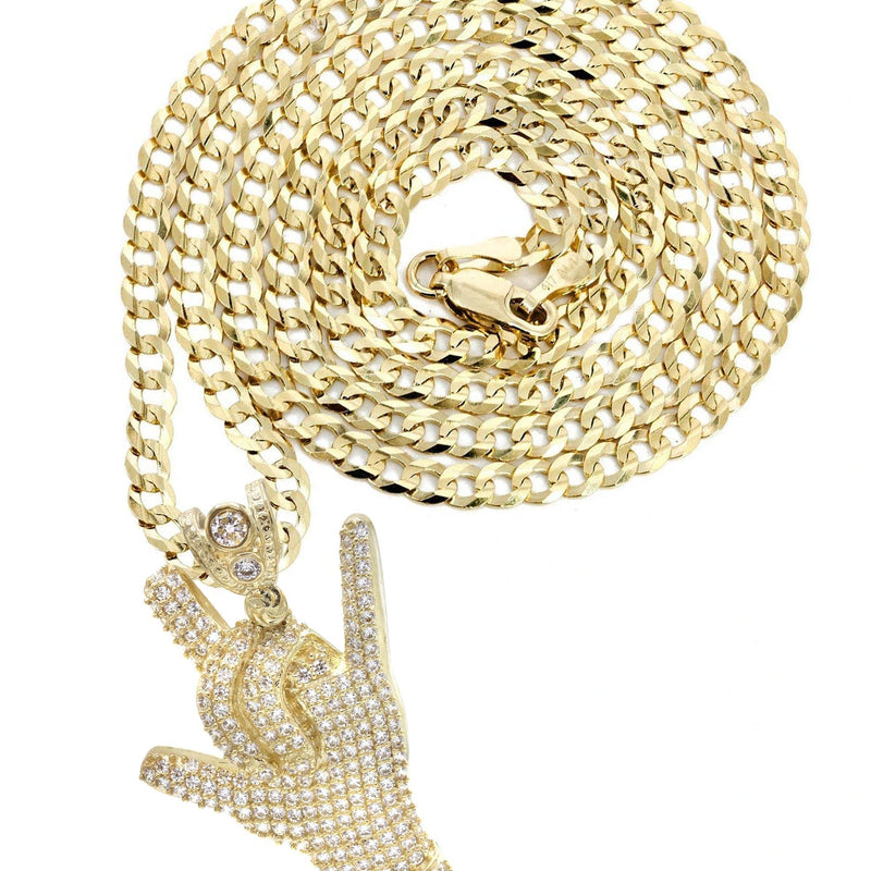 10K Yellow Gold Hand Horns Necklace | Appx. 16.4 Grams