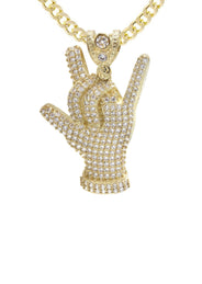 10K Yellow Gold Hand Horns Necklace | Appx. 16.4 Grams