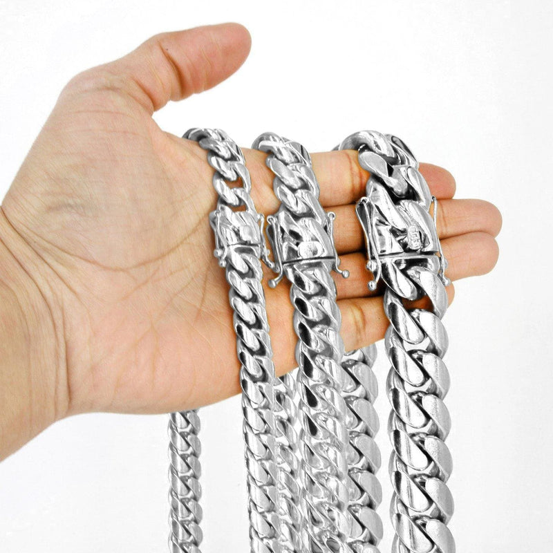 Heavy Solid White Gold Miami Cuban Link Chain Customizable (10MM-20MM)