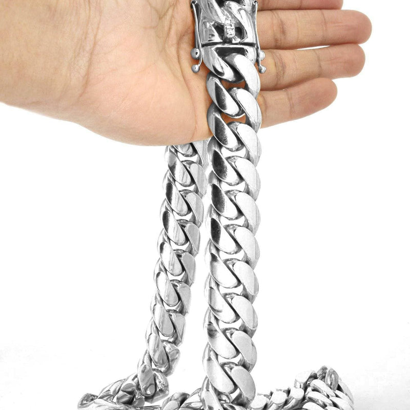 Heavy Solid White Gold Miami Cuban Link Chain Customizable (10MM-20MM)