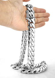 Heavy Solid White Gold Miami Cuban Link Chain Customizable (10MM-20MM)