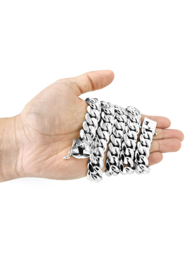 Heavy Solid White Gold Miami Cuban Link Chain Customizable (10MM-20MM)