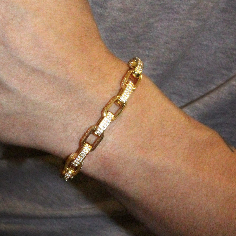 Gold Plated Iced Out Hermes Bracelet