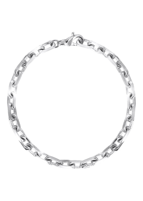Semi Solid Men's Hermes Bracelet - 10K White Gold