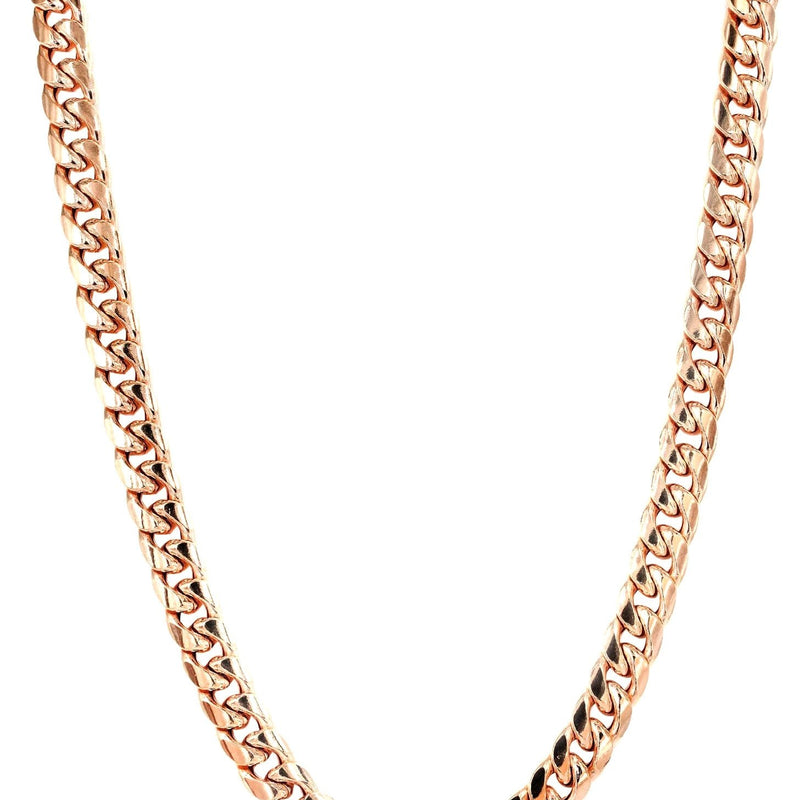 Womens 14K Rose Gold Chain - Semi Solid  Rose Miami Cuban Link Chain