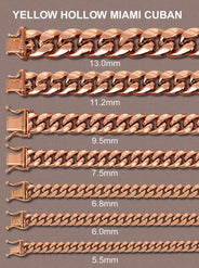 Semi Solid  Rose Miami Cuban Link Chain - 14K Rose Gold Chain -