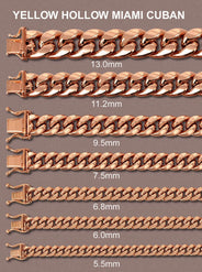Womens 14K Rose Gold Chain - Semi Solid  Rose Miami Cuban Link Chain