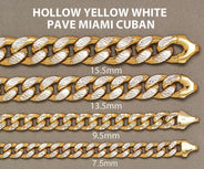 Womens 14K Gold Chain - Semi Solid  Diamond Cut Miami Cuban Link Chain