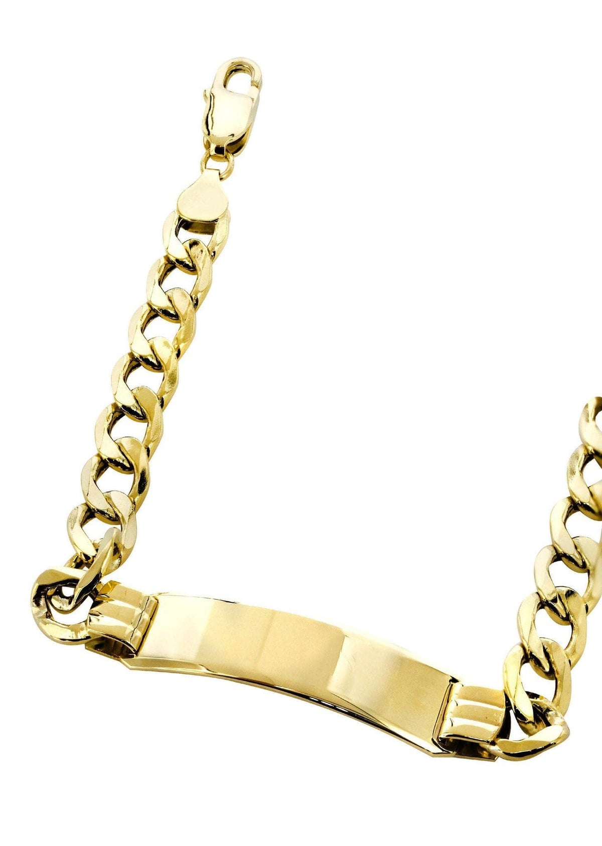 Semi Solid  Id Cuban Bracelet 10K Yellow Gold Women