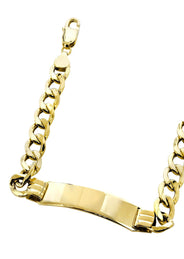 Semi Solid  Id Cuban Bracelet 10K Yellow Gold