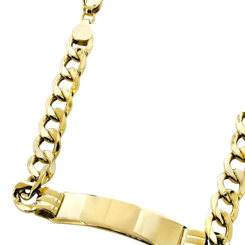 Semi Solid  ID Cuban Bracelet 10K/14K Yellow Gold