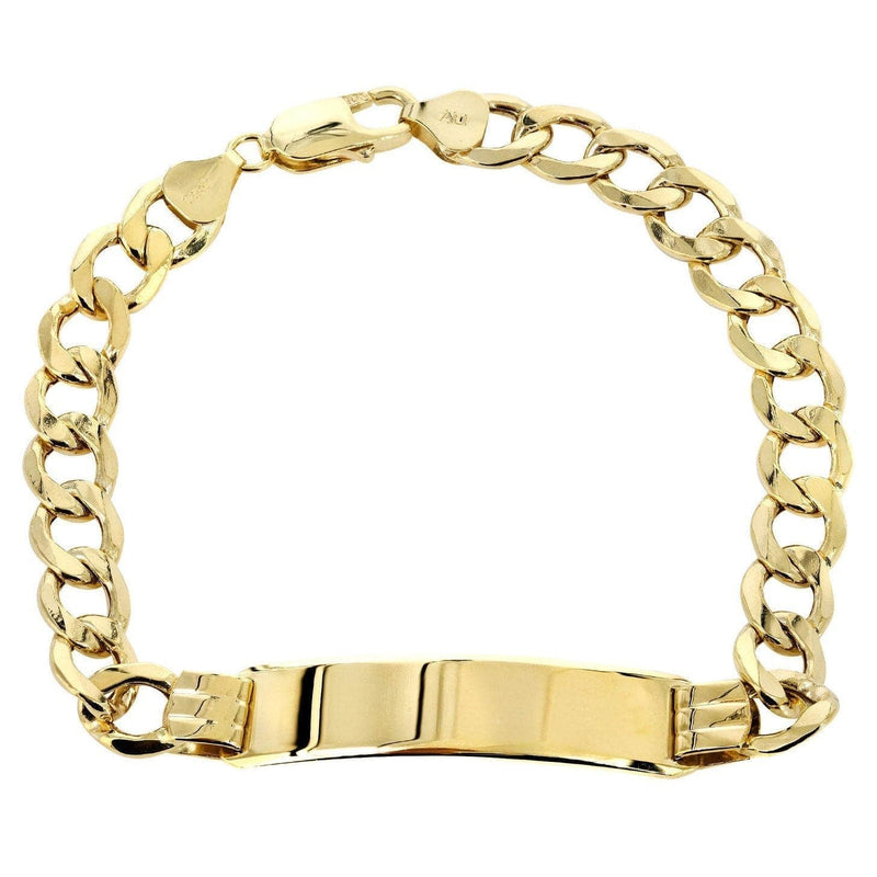 Semi Solid  Women ID Cuban Bracelet 10K/14K Yellow Gold