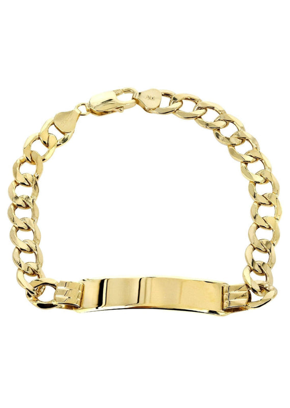 Semi Solid  Women ID Cuban Bracelet 10K/14K Yellow Gold