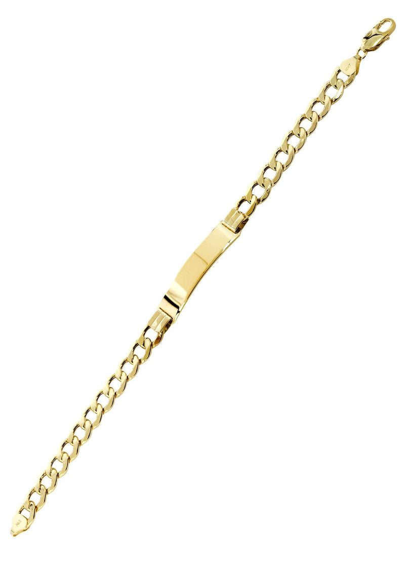 Semi Solid  Id Cuban Bracelet 10K Yellow Gold