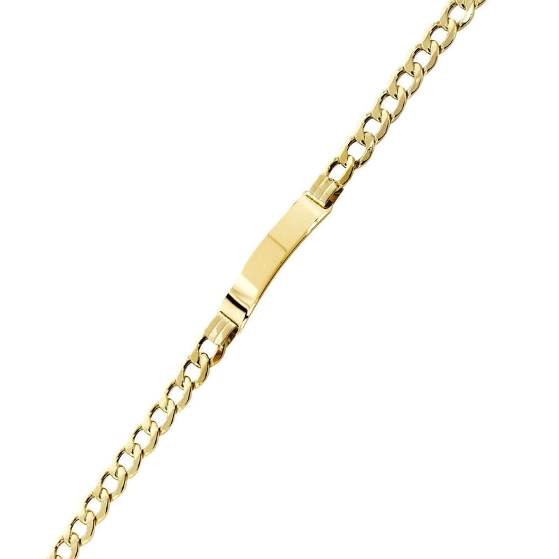 Semi Solid  ID Cuban Bracelet 10K/14K Yellow Gold