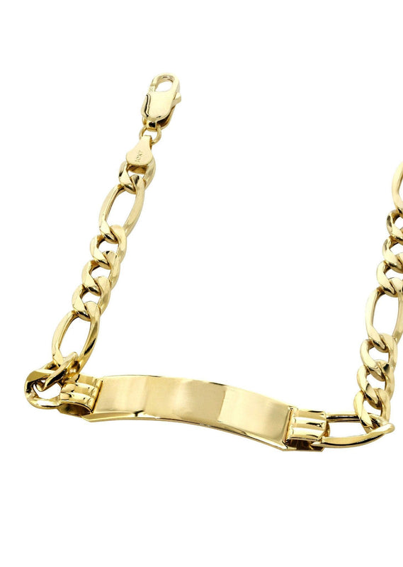 Semi Solid  Id Figaro Bracelet 10K Yellow Gold Women