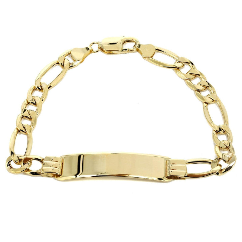 Semi Solid  ID Figaro Bracelet 10K/14K Yellow Gold
