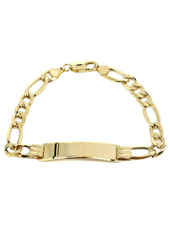 Childrens Hollow ID Figaro Bracelet | 10K/14K | Yellow Gold