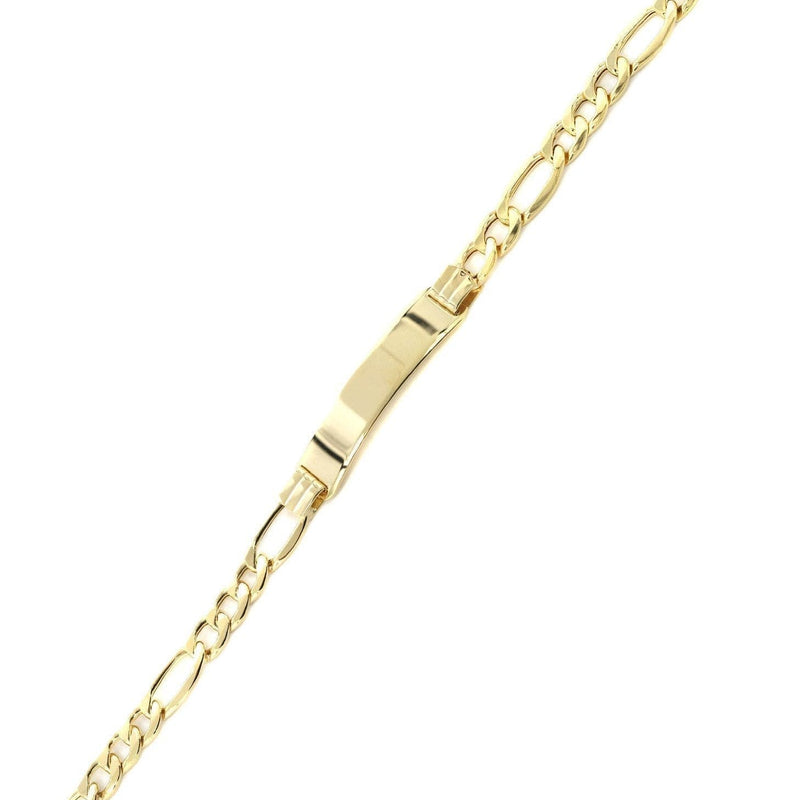 Semi Solid  Women ID Figaro Bracelet 10K/14K Yellow Gold