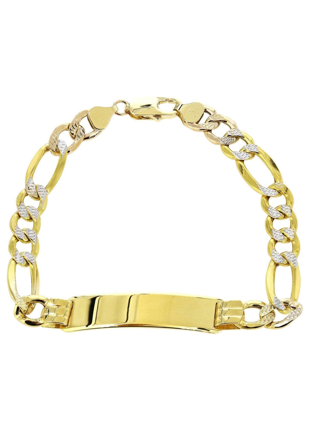 Semi Solid  Id Pave Figaro Bracelet 10K Yellow Gold Women