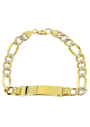 Semi Solid  Id Pave Figaro Bracelet 10K Yellow Gold Women