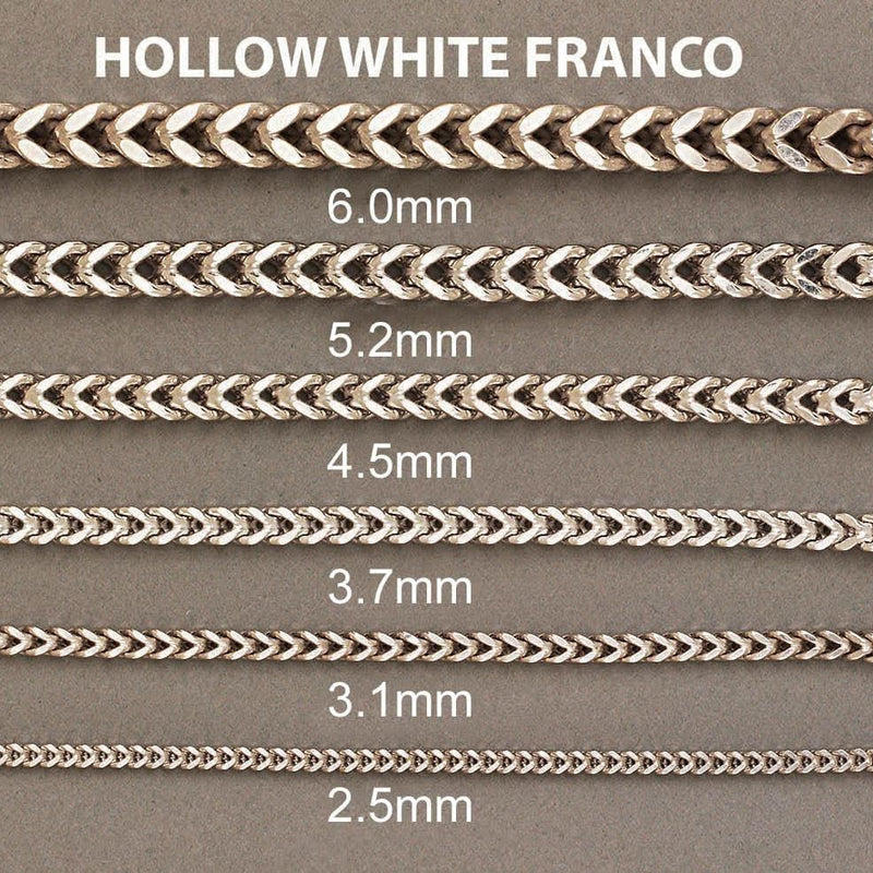 Gold Chain - Mens Semi Solid  Franco Chain 10K/14K White Gold